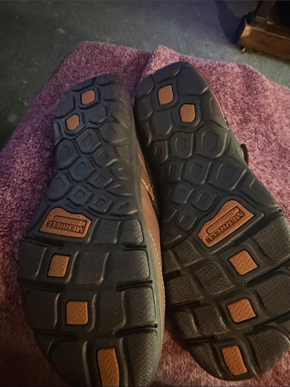 Merrell Brown Leather Slip-On Loafers with Buckle Detail - Picture 3 of 3